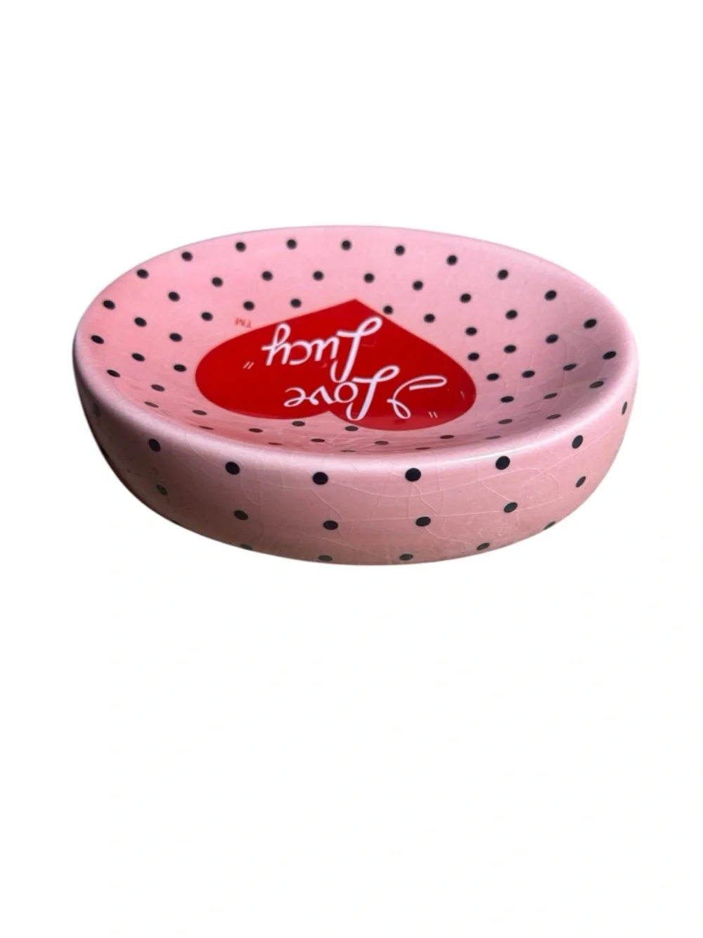 2006 Pink, Polka-dotted “I Love Lucy” Soap Dish